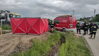 Tragedia na budowie. Trwa obława na operatora betonomieszarki.