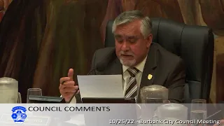 Burbank City Council Meeting - October 25, 2022