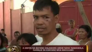 4-anyos na batang 2 araw nang nawawala sa Taytay, Rizal, naibalik sa kanyang mga magulang