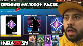 OPENING MY 1000 FREE PACKS AND PULLED 5 FREE DARK MATTER PULLS IN NBA 2K21 MYTEAM PACK OPENING