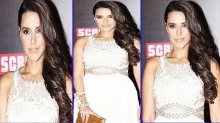 Neha Dhupia Looking Ravishing In White Gown @  Life Ok Screen Awards 2014