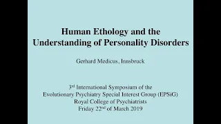 Human ethology and the understanding of personality disorder