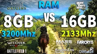 8GB 3200Mhz vs 16GB 2133Mhz RAM Test in 8 Games