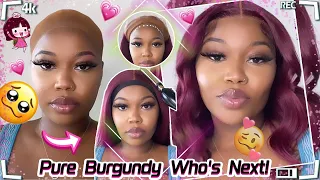 🍷Let's Inspire Burgundy Hair! 99J Color Lace Frontal Bob Wig Install Ft.#ELFINHAIR HONEST Review