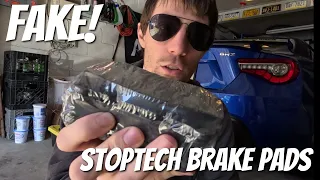 Fake StopTech Brake Pads from Amazon