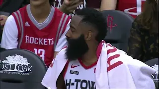 James Harden reaction when he realises he missed his career high by 2 points.