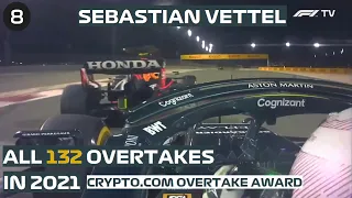 All 132 Overtakes From Sebastian Vettel in 2021 (Crypto.com Overtake Award Winner)