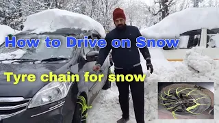 How to fit snow chain |  how to drive in snow | Car snow chain | Tyre chain | 4x4 drive in snowfall