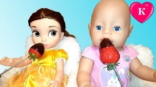 Кукла Беби борн и подружки едят КЛУБНИКУ В ШОКОЛАДЕ ГРЯЗНУЛИ ШОКОЛАДНОЕ ФОНДЮ Baby Born Baby Alive