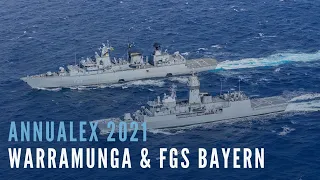 HMAS Warramunga works with German frigate Bayern
