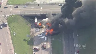 At least 1 dead, multiple injuries reported after several vehicles catch fire on I-70 near Denver We