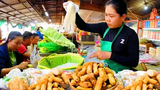 BEST Cambodia Street Food - Rice Noodles, Spring Roll, Meatballs, Yellow Pancake, Snacks, & More