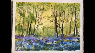 Paint a Loose Watercolour Bluebell Wood Landscape, Watercolor Tutorial For Beginners & Intermediates