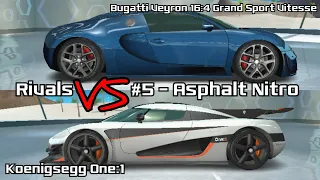 Bugatti Veyron 16.4 Grand Sport Vitesse / Koenigsegg One:1 | Rivals Versus #5 – Asphalt Nitro