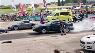 '95 Ford Mustang SVT vs Porsche Cayman S 1/4 mile drag race