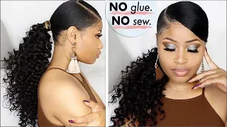 FLY How-To! 🔥➟ Easy & Sleek Goddess Ponytail (no glue no sew!!) + Green Smokey Glam