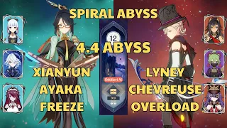 XIANYUN AYAKA PLUNGE & LYNEY CHEVREUSE OVERLOAD | Spiral Abyss 4.4 - Floor 12 | Genshin Impact