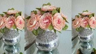 GLAM FLOWER DECOR | CANDLE HOLDER | CRYSTAL EMBROIDERY | QUICK AND EASY DIY | HOME DECOR 2019