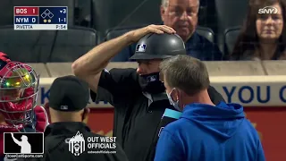 Umpire Jerry Layne Suffers Foul Ball Injury to Head During Red Sox vs Mets Game