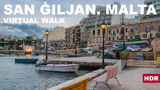 4K VIRTUAL WALK through the streets of San Giljan, Malta