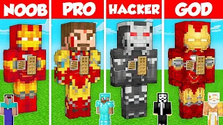 IRON MAN STATUE HOUSE BUILD CHALLENGE - Minecraft Battle: NOOB vs PRO vs HACKER vs GOD / Animation