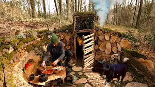 14 Days SURVIVAL Winter Camping. Warm BUSHCRAFT Shelter. How To Build UNDERGROUND HOUSE & Fireplace