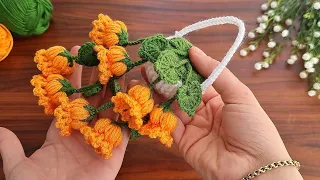 3D⚡💯Wow Amazing💯👌How to make an eye-catching crochet home ornament?🌿How to knit pots and leaves