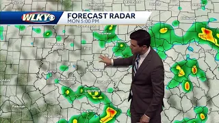 Scattered showers Monday, severe storms possible tomorrow