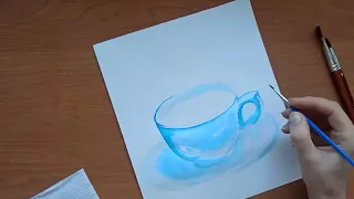 Блакитна чашка з кавою, малюнок | Blue cup with coffee, drawing