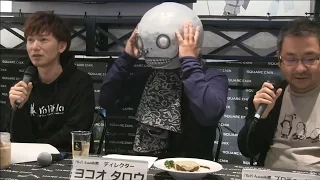 NieR: Automata Director Yoko Taro Removes His Mask (Not really... Hideki Kamiya Gag)