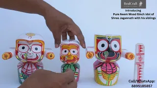 Shree Jagannath with his siblings pure neem wood idol||6Inch Idol||Balaram||Subhadra||Sudarshan set