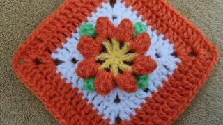 🏵️Цветно бабино квадратче🏵️изплетено на една кука/ Flower granny square