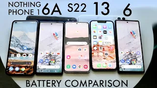 Nothing Phone 1 Vs iPhone 13 Vs Google Pixel 6 Vs Samsung Galaxy S22 Vs Google Pixel 6A Battery Life