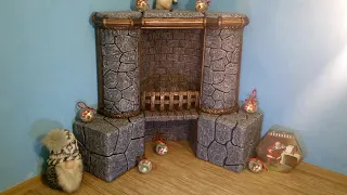 Камин угловой из картона. Corner fireplace made of cardboard.