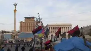 Ukraine, Kyiv: Independence Square with Flags and Tents. 03.04.2014