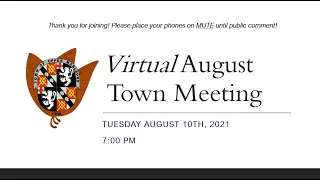 August 2021 Regular Town Meeting