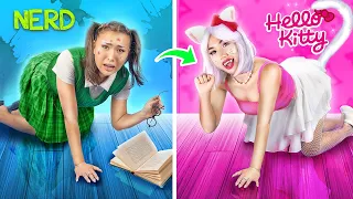 地味なガリ勉からハローキティに！TikTokのガジェットを使って大変身！