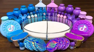 BLUE vs PURPLE !!! Mixing Random Things into GLOSSY  Slime !!! Satisfying Slime Video #129