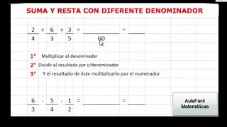 Suma y resta- distinto denominador/Operaciones con Fracciones/Matemáticas Primero ESO/AulaFacil...