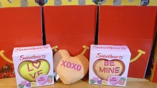 McDonald's 2015 SWEETHEARTS Valentines Plushies Happy Meal Toys opening unboxing Unboxalot 200