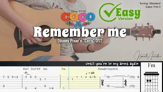 Remember Me (Easy Version) - Disney Pixar's "Coco" OST | Fingerstyle Guitar | TAB + Chords + Lyrics