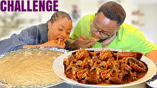 OGBONO SOUP AND POUNDED YAM MUKBANG | FREEZE CHALLENGE