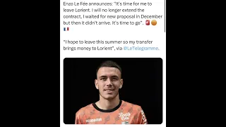 Enzo Le Fée announces: "It's time for me to leave Lorient.