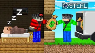 Getting RICH By Robbing Houses In Minecraft!