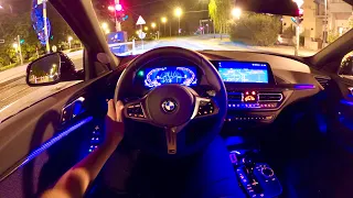 New BMW 1 Series (2021) - night POV test drive (PURE DRIVING, different ambient lights) M Sport