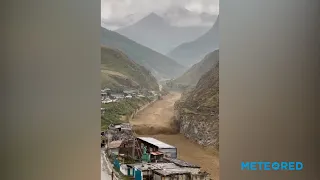 Impressive flash flood in Tyrnyauz, Russia