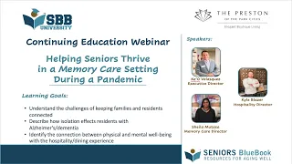 SBB University Webinar | Helping Seniors Thrive in Memory Care During a Pandemic