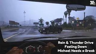 Calming Thunderstorm & Rain Sounds | GTA 5 Drive to De-Stress After a Rough Day Michael | ASMR