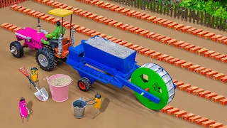 Diy tractor mini Automatic Brick making Machine | How Brick Manufacturing Process | @Farmmodel