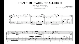 Brad Mehldau - Don't Think Twice, It's All Right - Transcription